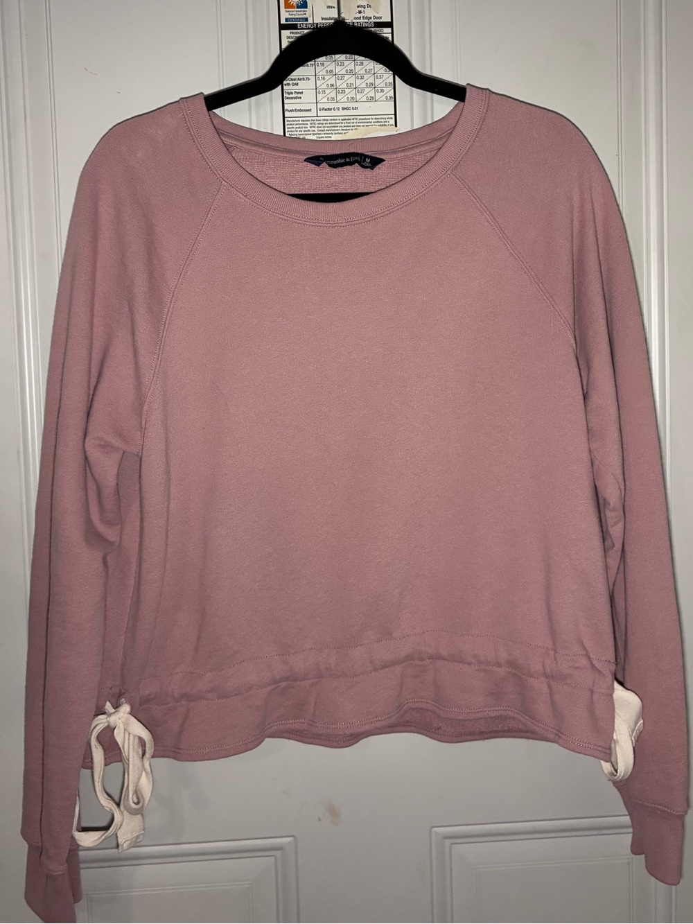 Abercrombie & Fitch Womens Dusty Rose Crewneck Sweatshirt with Side Tie